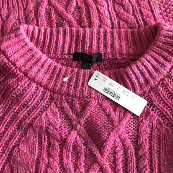 NWT J Crew Donegal Cable Knit Sweater. Pink. - Picture 6 of 6